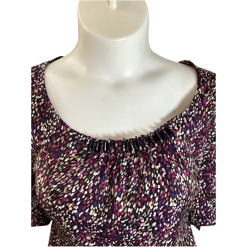 Chic Purple Patterned Blouse, Plus Size 3X