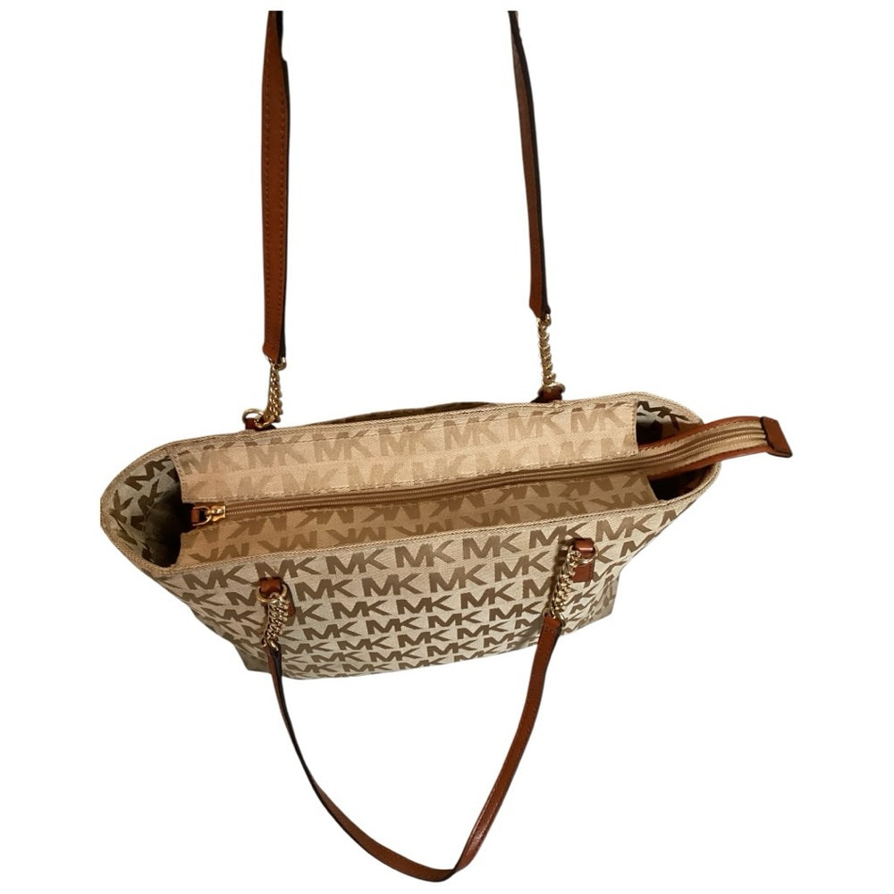 Michael Kors Beige Signature Tote with Pouch, Preloved
