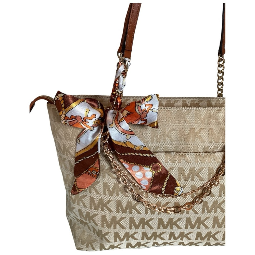 Michael Kors Beige Signature Tote with Pouch, Preloved