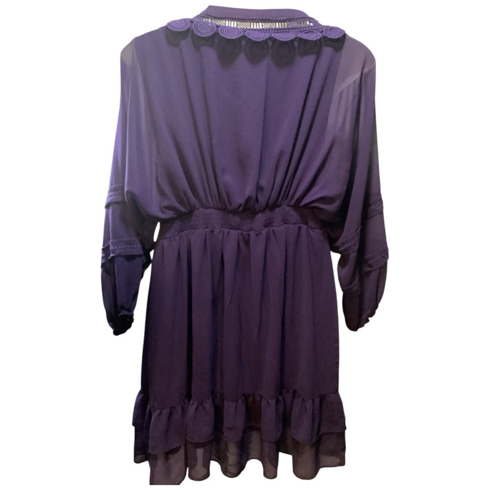 City Chic Deep Purple Ruffle Robe Plus Size 18 (1X)