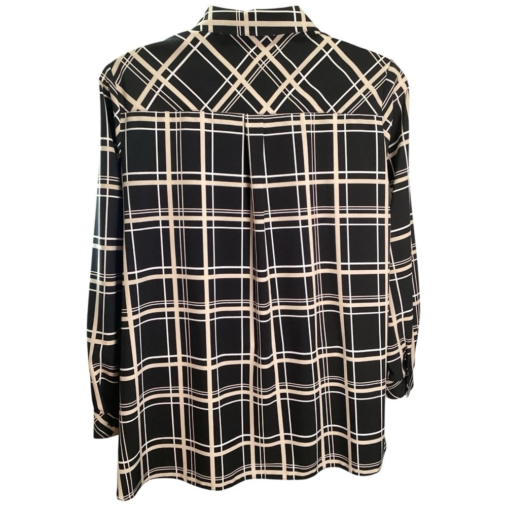 Susan Graver Black and White Checkered Button Down Shirt Size 2X