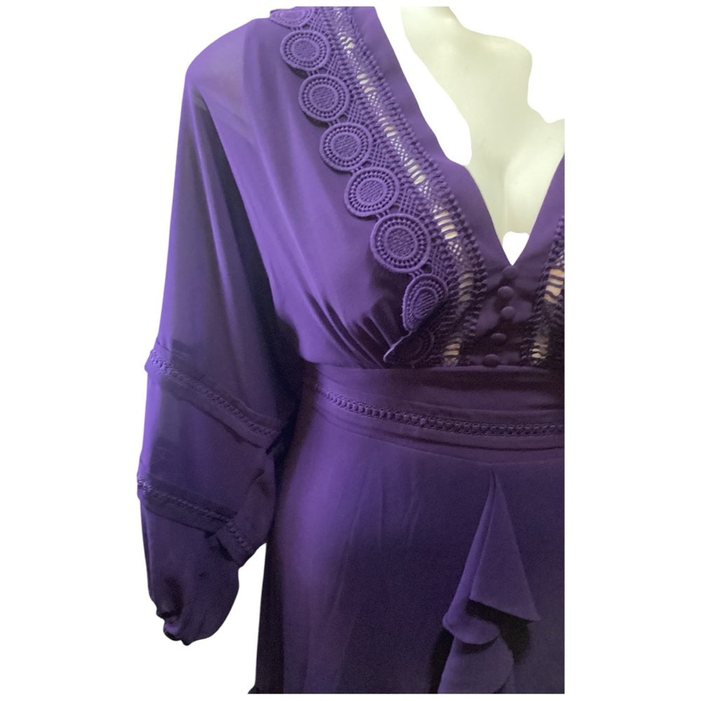 City Chic Deep Purple Ruffle Robe Plus Size 18 (1X)