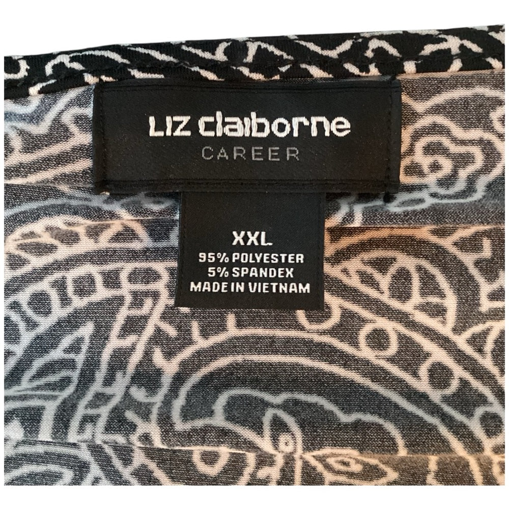 Liz Claiborne Black and White Paisley Blouse
