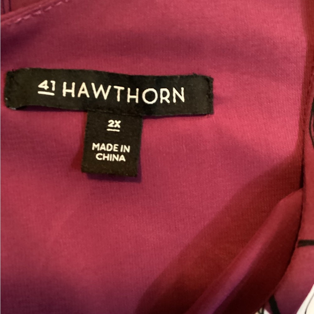 41 Hawthorn Purple Fitted 3/4 Sleeve Blouse, Plus Size 2X Resale