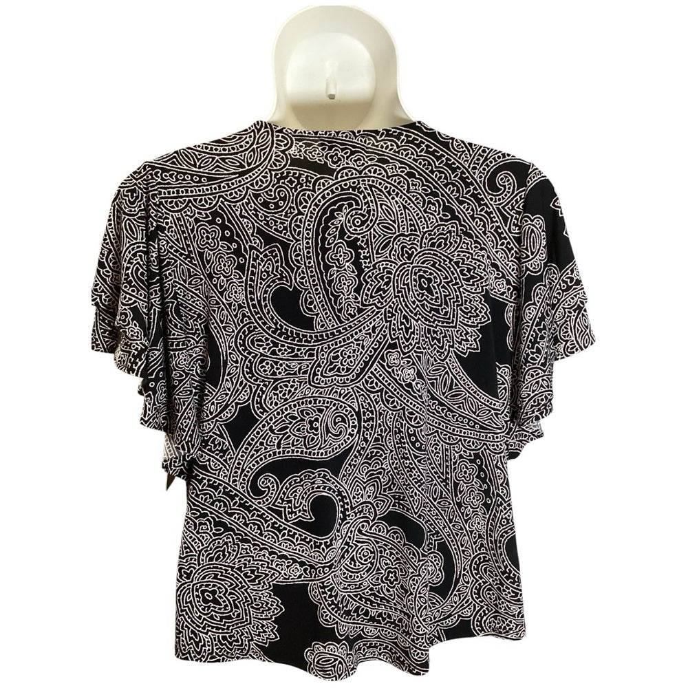 Liz Claiborne Black and White Paisley Blouse