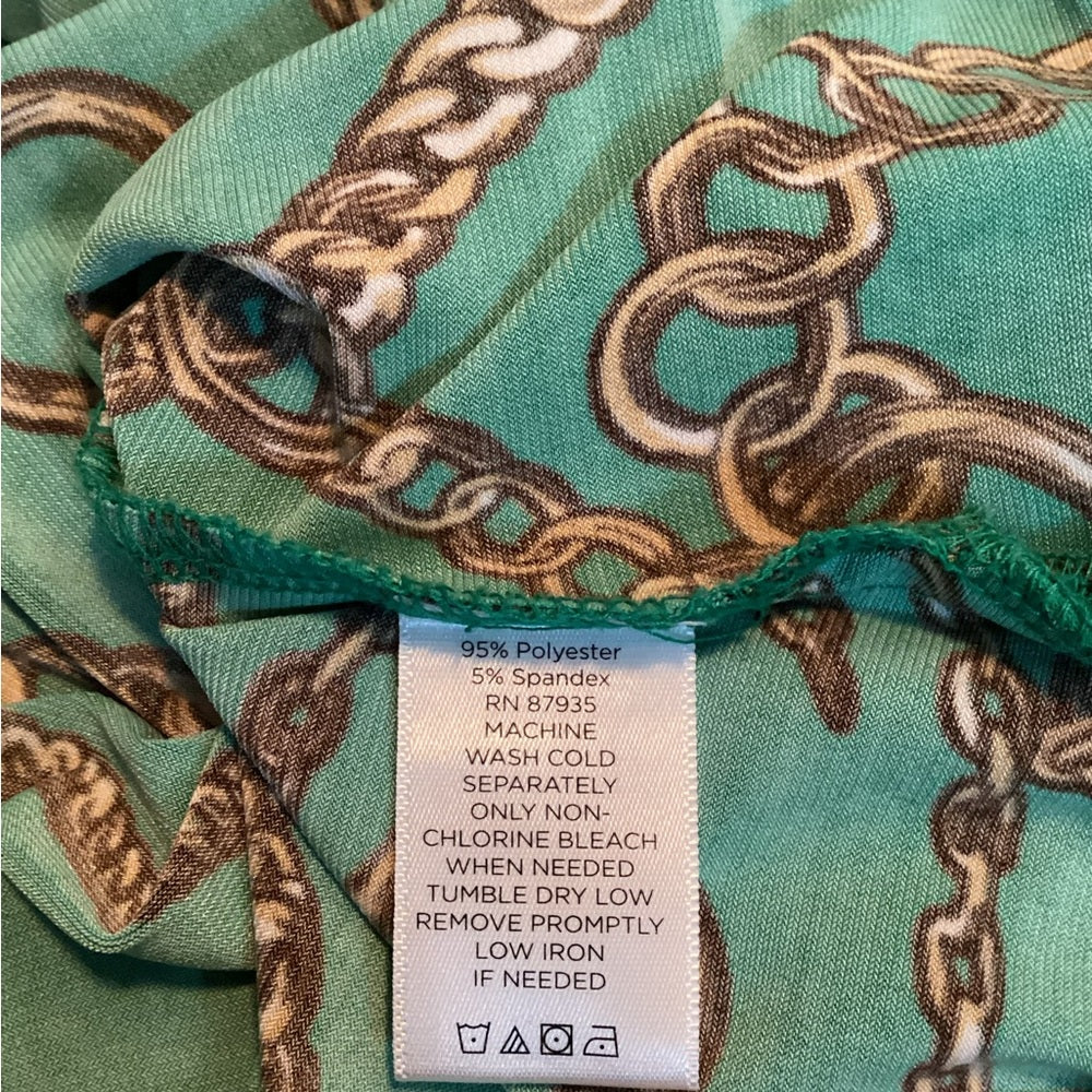 Susan Graver Teal Blouse with Chain Design, Plus Size 1X