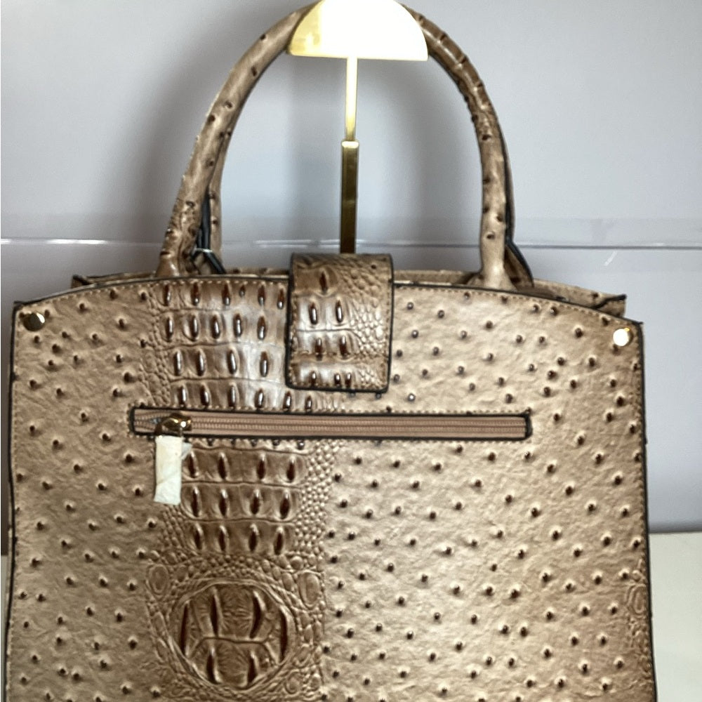 Elegant Leopard Print and Gold Satchel Set