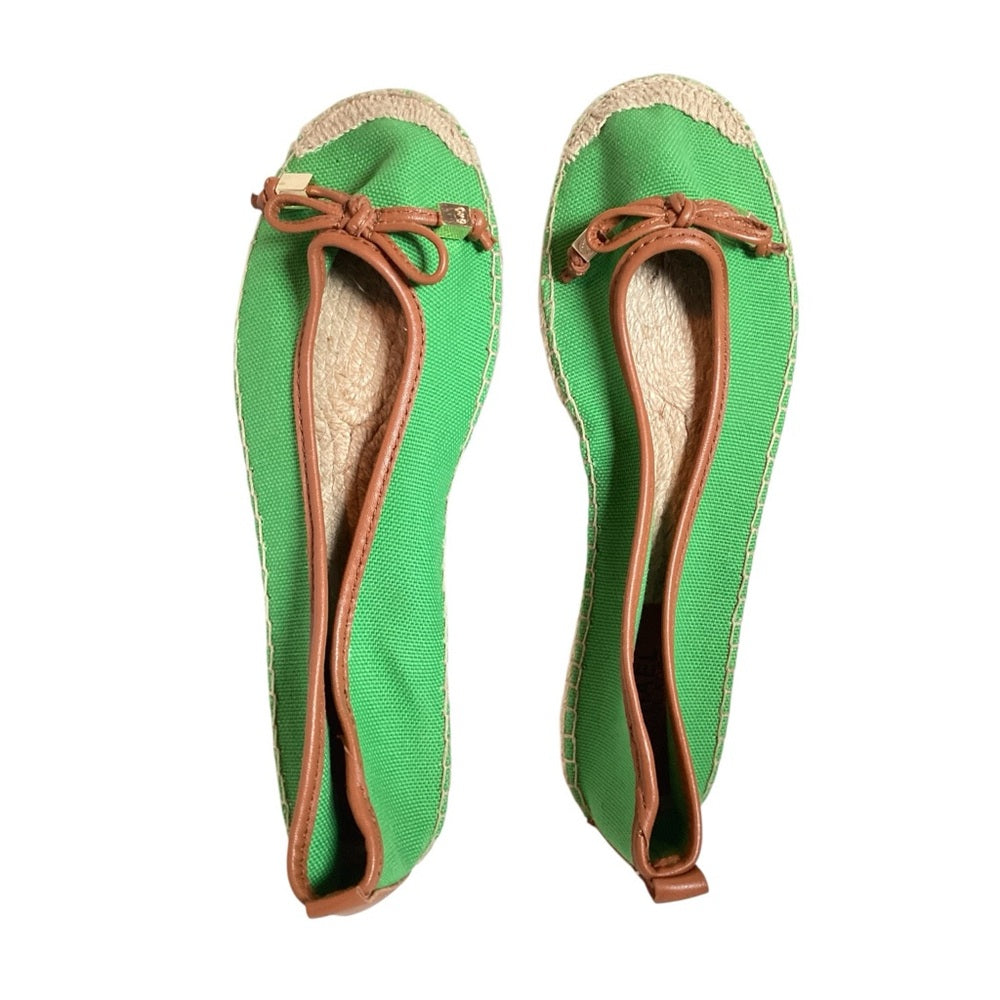 Michael Kors Green and Brown Espadrille Flats, Size 8.5