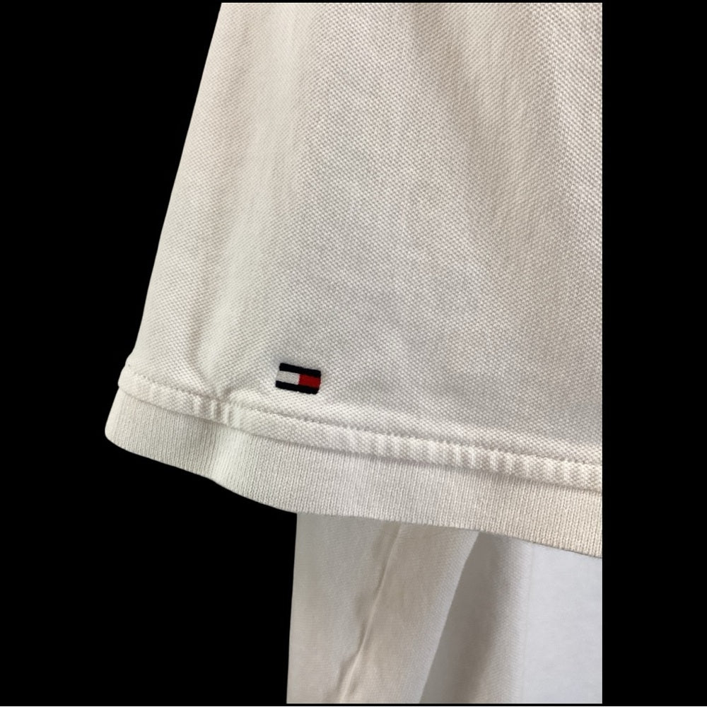 Tommy Hilfiger Cream Polo with Navy and Orange Accents, Size XL
