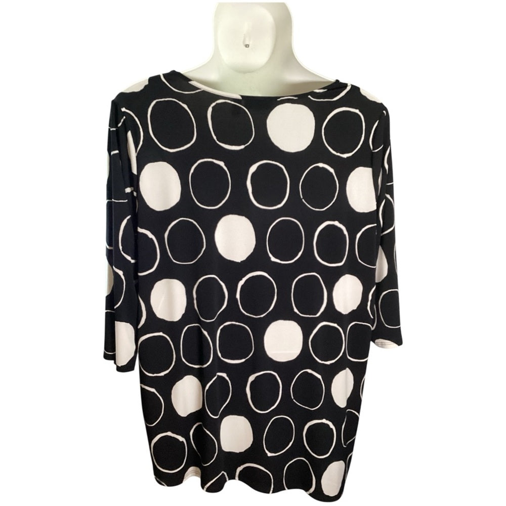 Susan Graver Black and White Circle Print Tunic, Size 3X