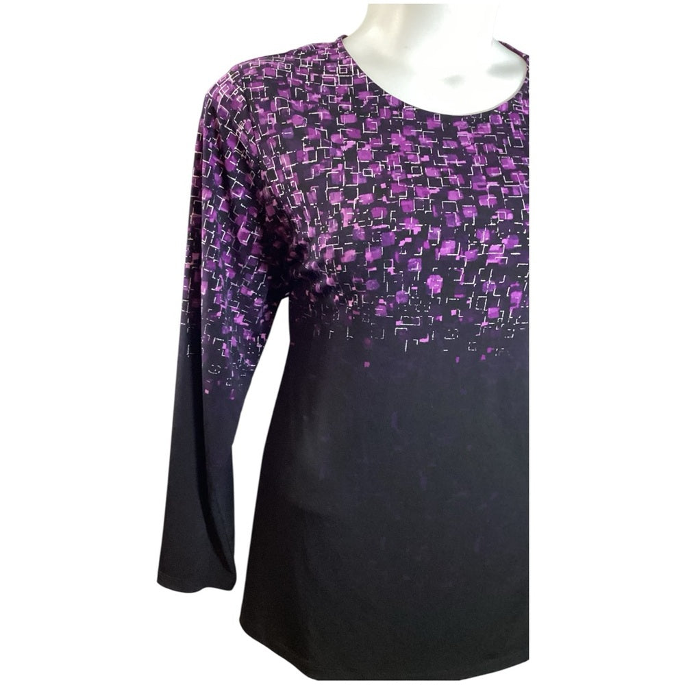 Susan Graver Purple and Black Blouse, Stretch, Plus Size 3X