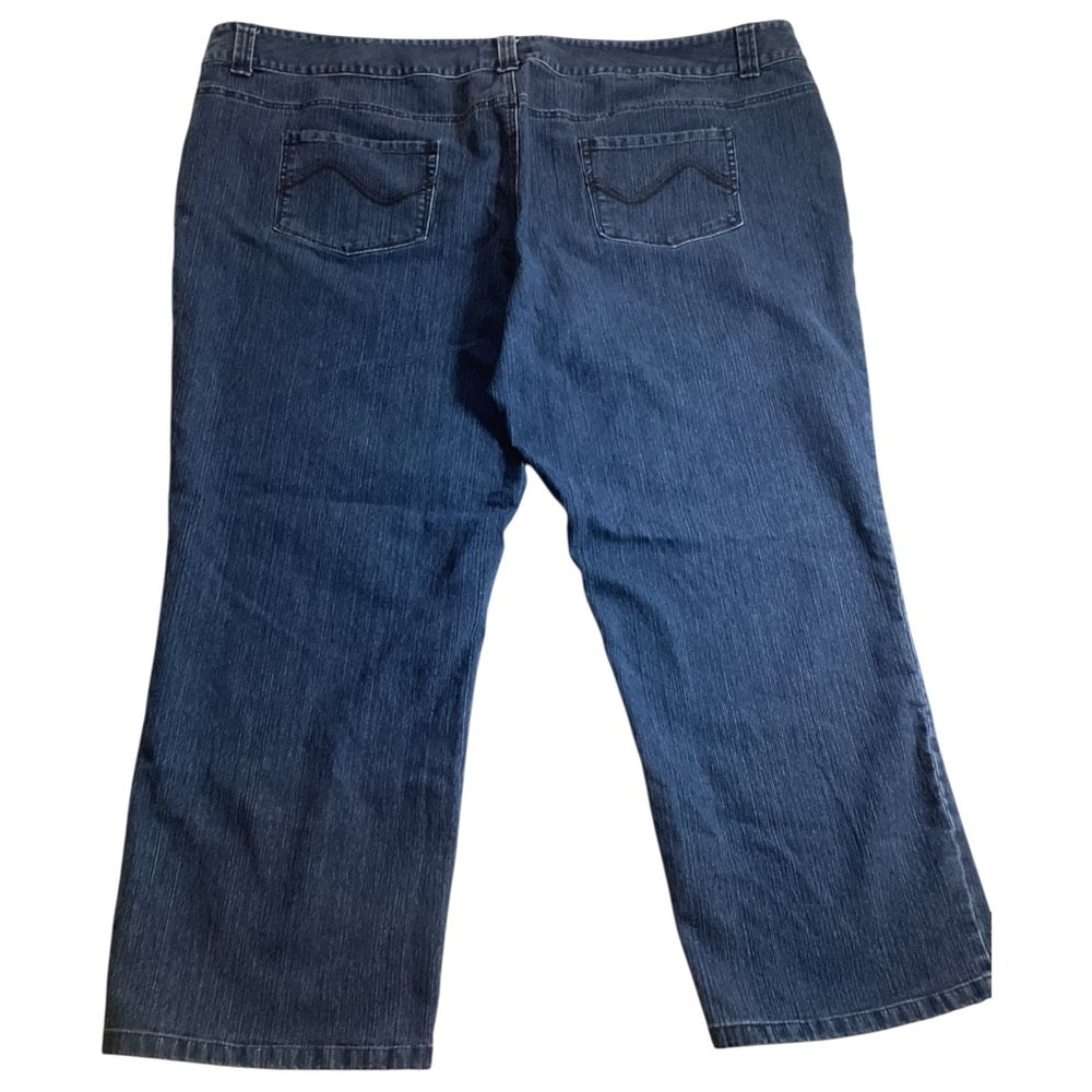 CJ Banks Classic Blue Straight Leg Jeans, Petite, Stretch, Plus Size 28