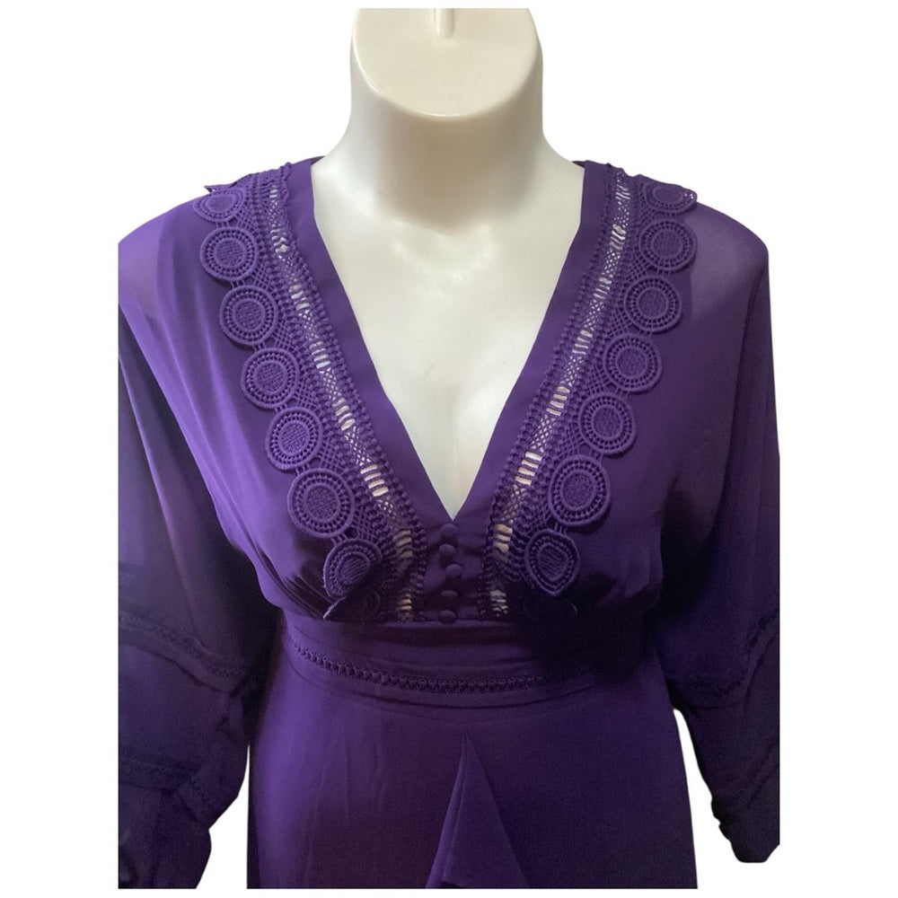 City Chic Deep Purple Ruffle Robe Plus Size 18 (1X)