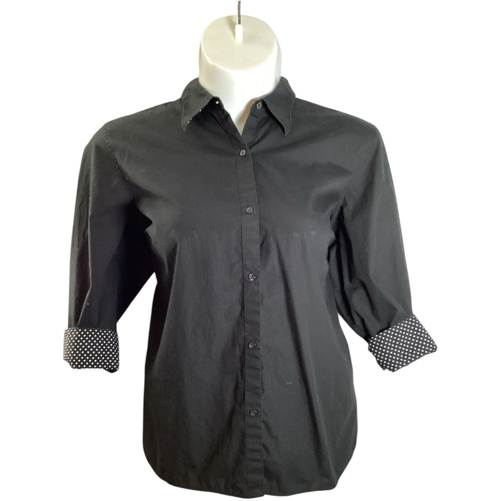 Ralph Lauren Black Button-Down Shirt with Polka Dot Accents, Plus Size 2X