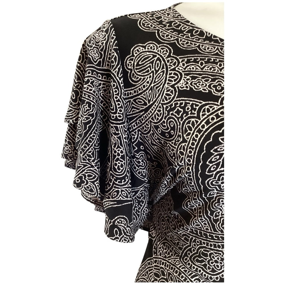 Liz Claiborne Black and White Paisley Blouse