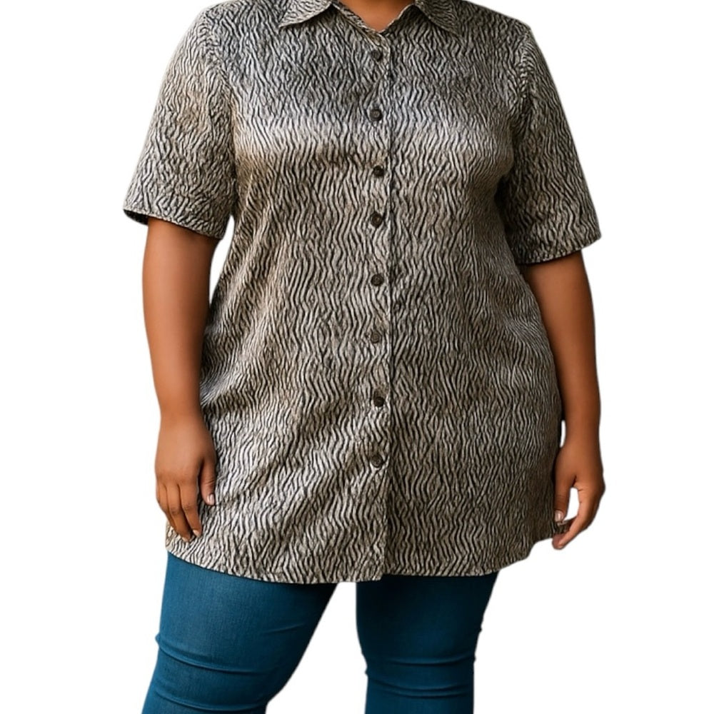 Lane Bryant Black and White Zebra Print Blouse, Stretch, Plus Size 22/24 (3X)
