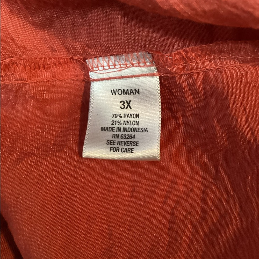 dressbarn Women's Bold Coral Button-Down Shirt Plus Size 3X