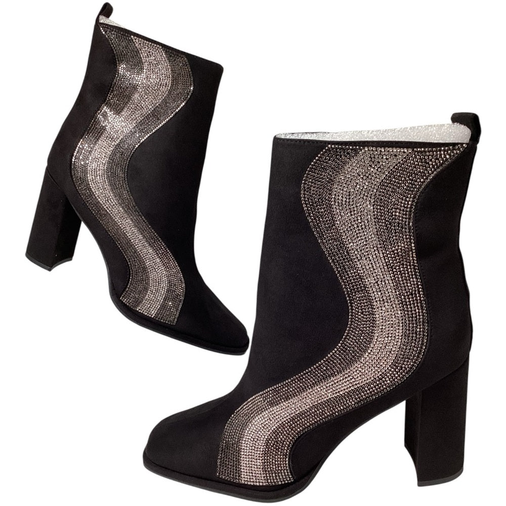 Rouge Helium Black and Silver Heeled Boots  Size 12