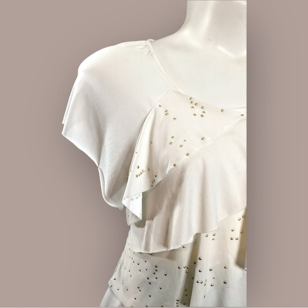 Kim Rogers White Layered Ruffle Blouse, Plus Size 2X