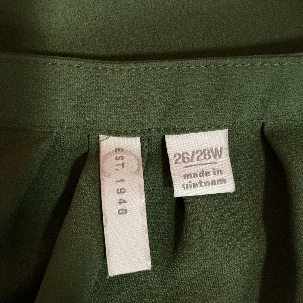 Cato Olive Green Button-Front Blouse Plus Size 4X