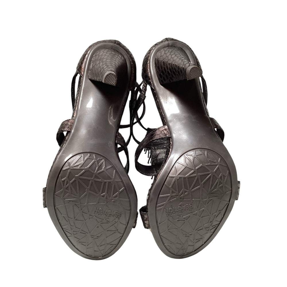 Kenneth Cole Bronze Strappy Heels with Fringe, Size 8