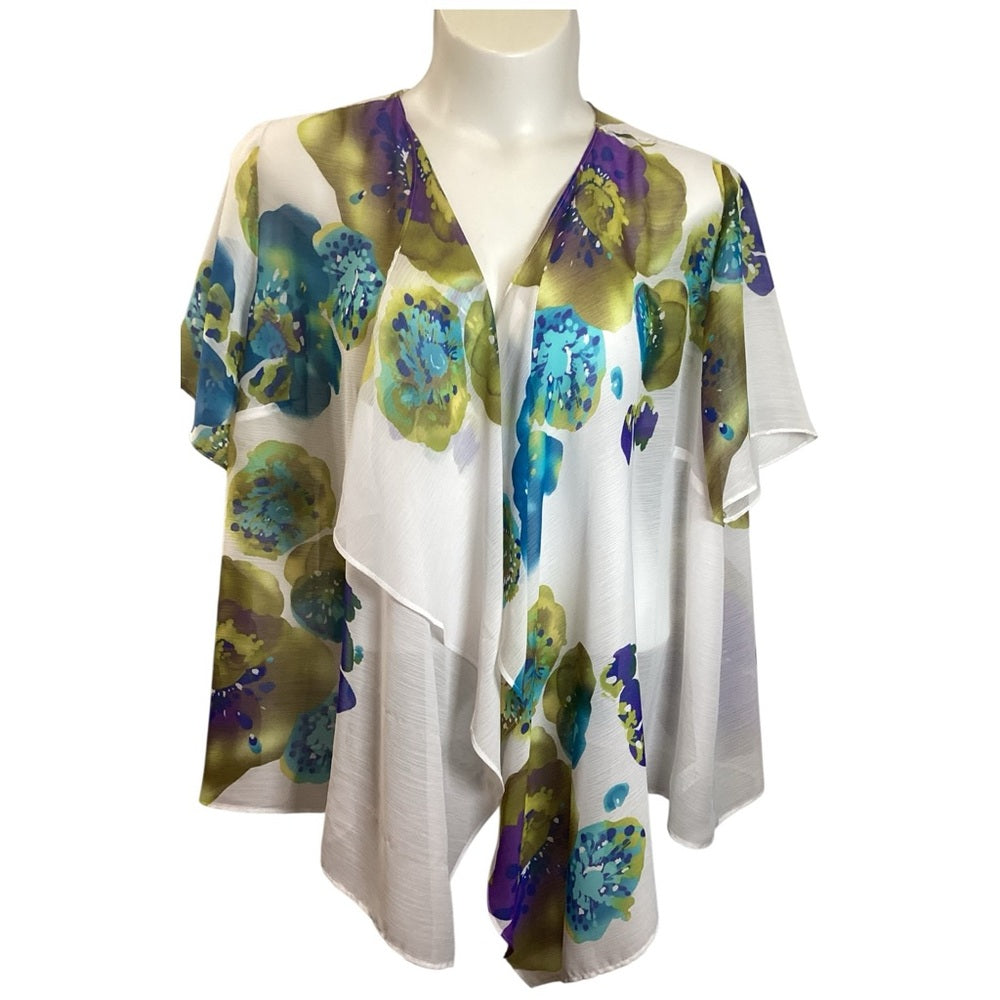 Susan Graver Elegant White Kimono, Plus Size 2X