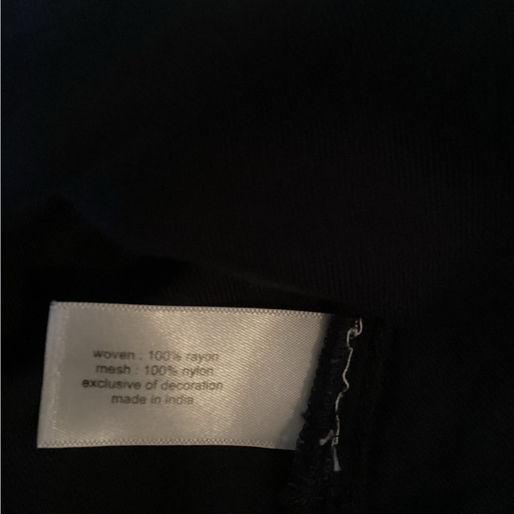 Lane Bryant Navy Blouse with Lace Accents
