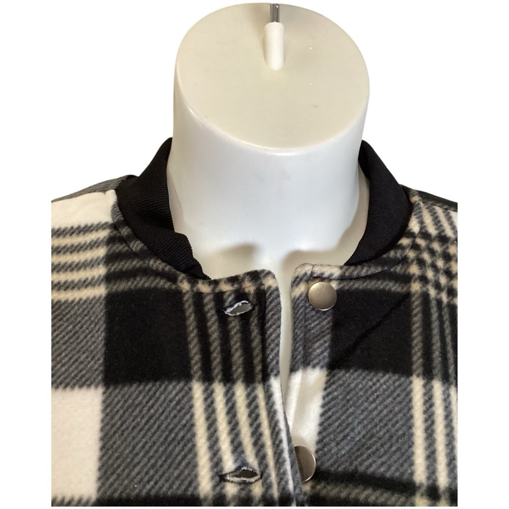 Plaid Black and White Women's Jacket, Plus Size 1X