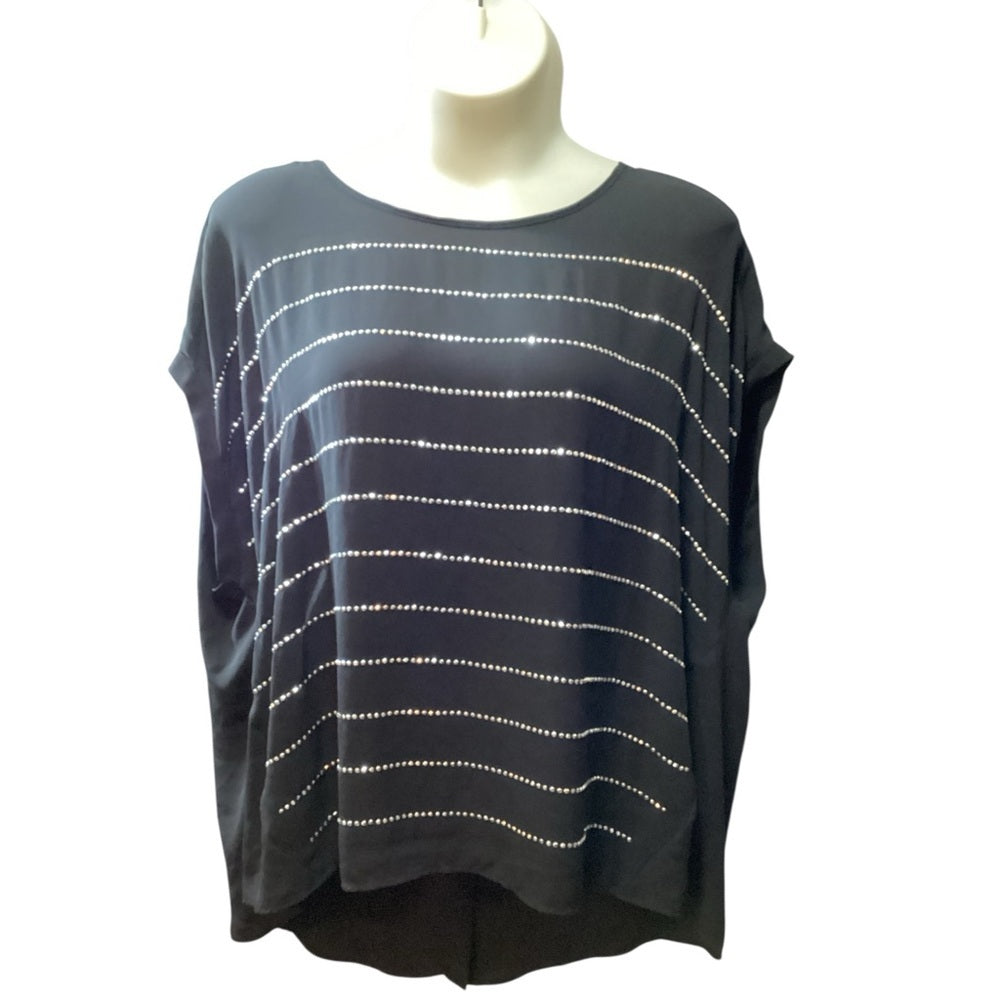 Plus Size, Lane Bryant Sleeveless Black and Silver Blouse, Size 26/28