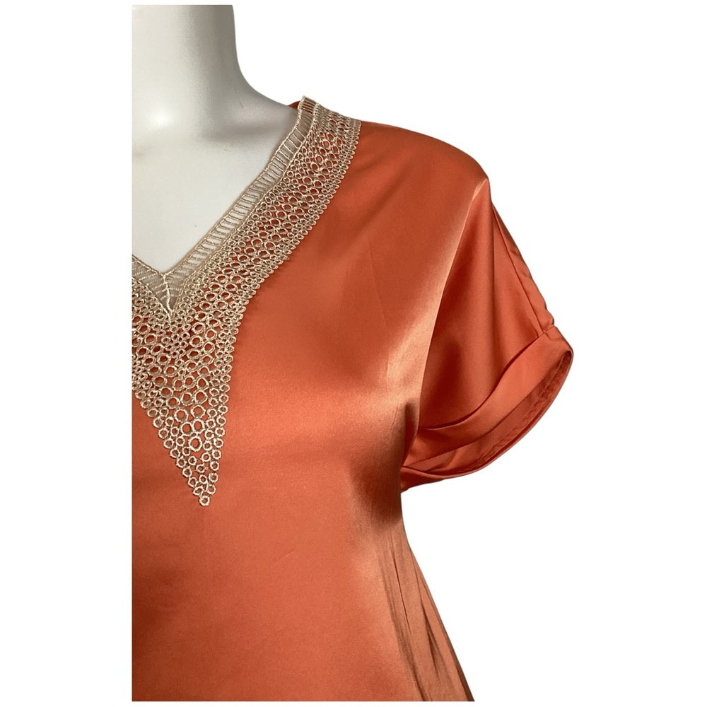 Gant Tangerine Satin V-Neck Blouse, Plus Size 2X