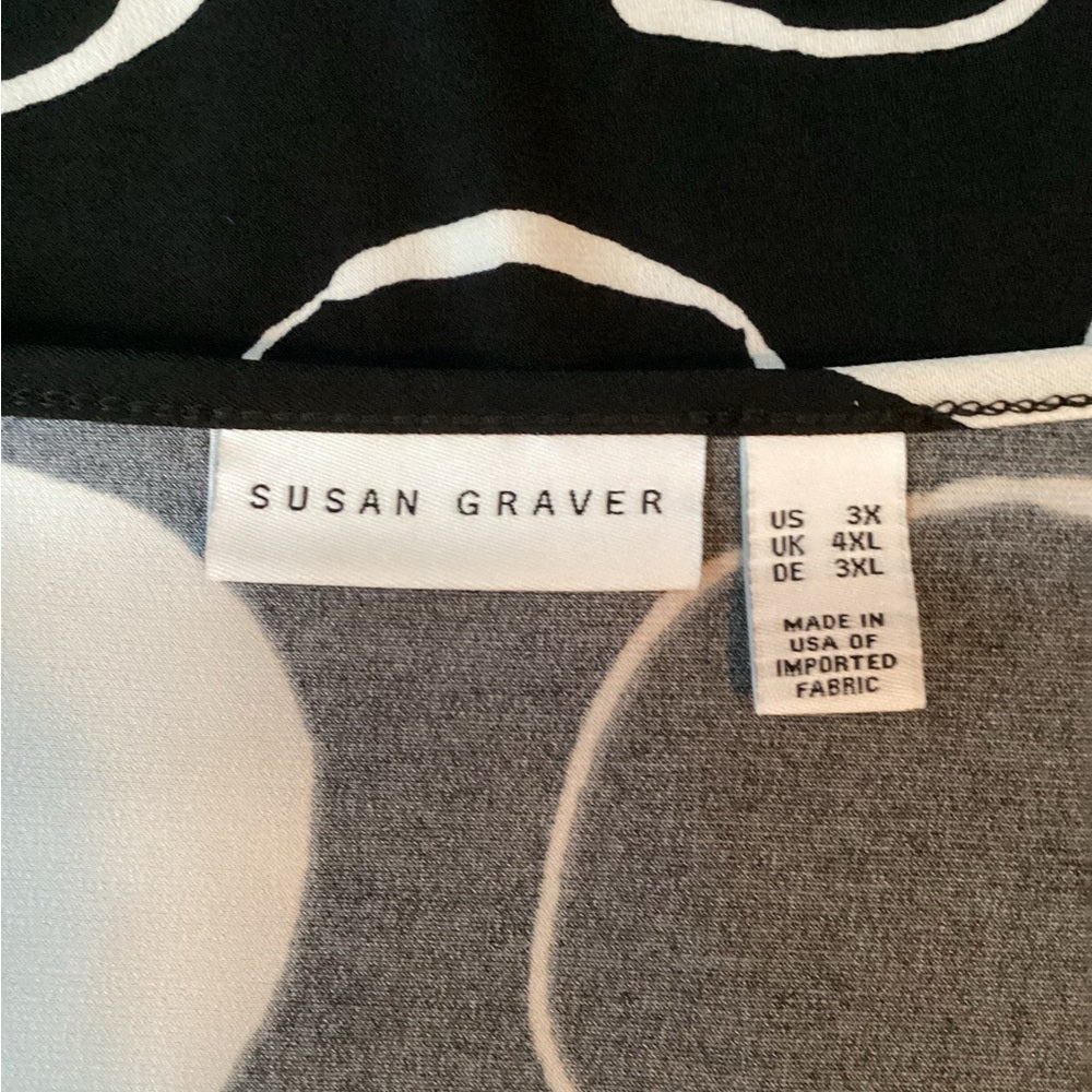 Susan Graver Black and White Circle Print Tunic, Size 3X