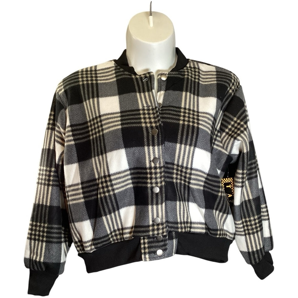 Plaid Black and White Women's Jacket, Plus Size 1X
