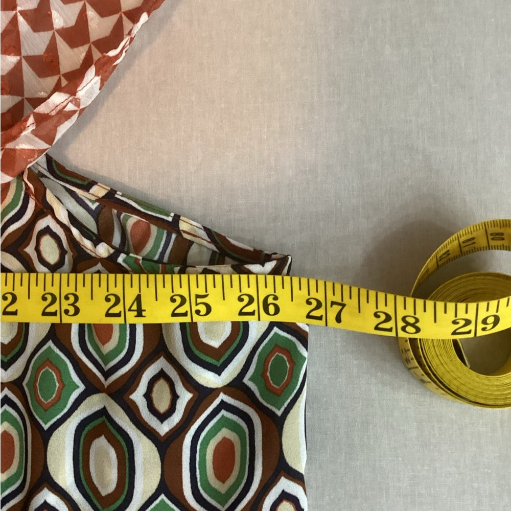 Cato Cold Shoulder Geometric Blouse - Red and Green Plus Size 4X