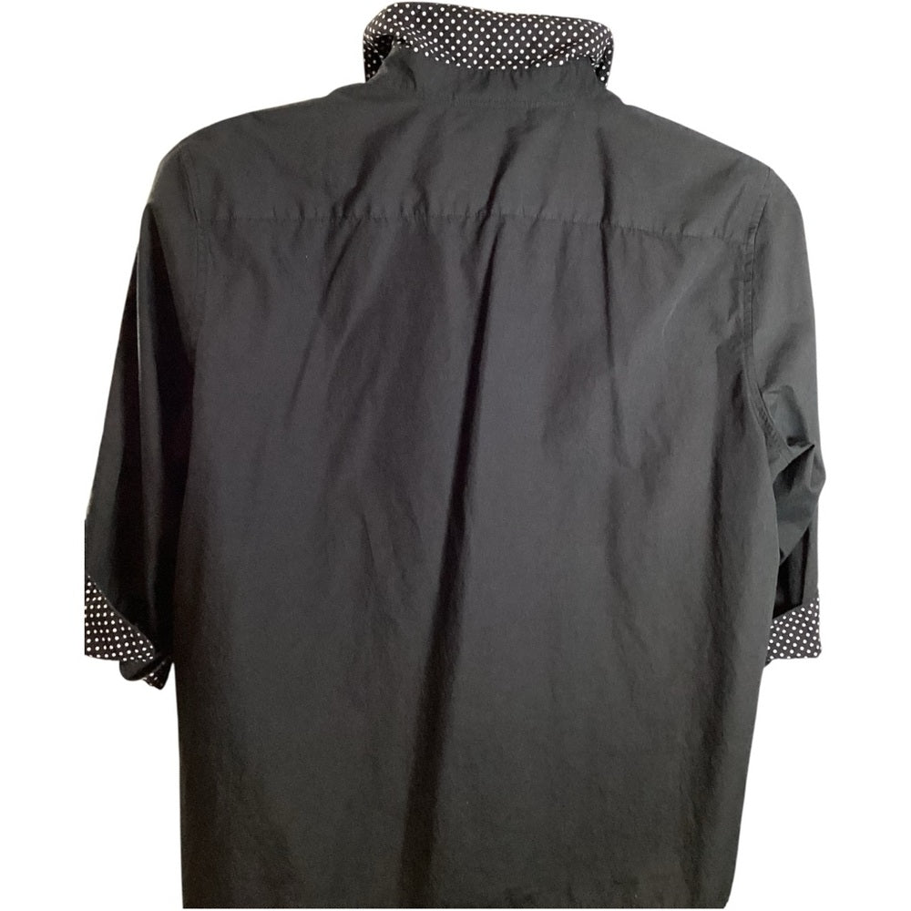 Ralph Lauren Black Button-Down Shirt with Polka Dot Accents, Plus Size 2X