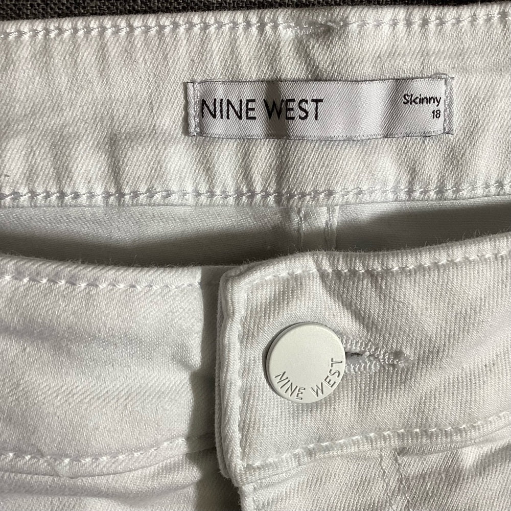 Nine West Women's Straight Leg Jeans in Cream, Plus Size 18