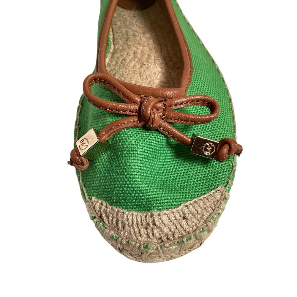 Michael Kors Green and Brown Espadrille Flats, Size 8.5