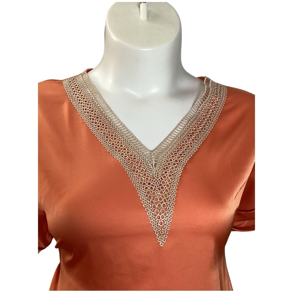 Gant Tangerine Satin V-Neck Blouse, Plus Size 2X