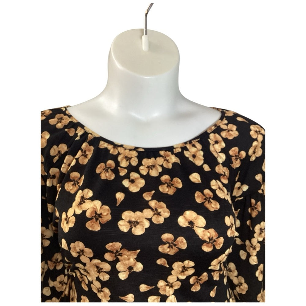 Ava & Viv Black and Brown Floral Top Size 3X