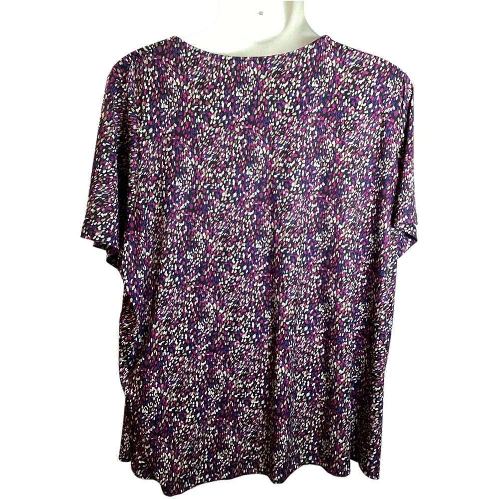 Chic Purple Patterned Blouse, Plus Size 3X