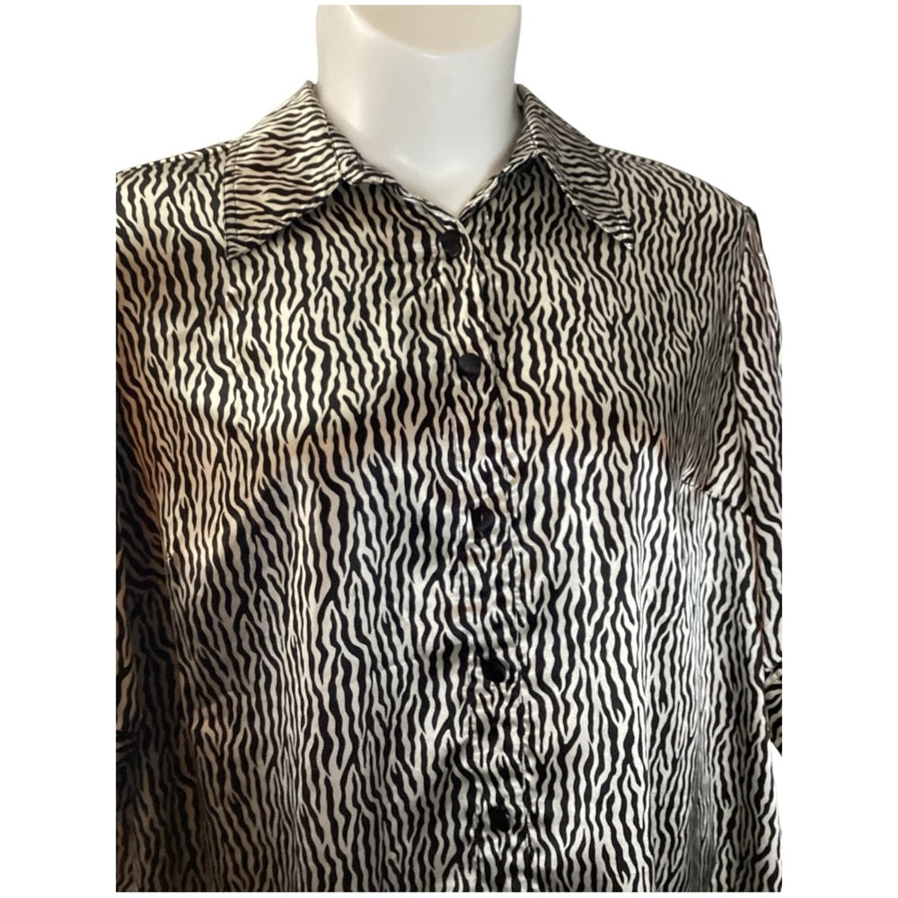 Lane Bryant Black and White Zebra Print Blouse, Stretch, Plus Size 22/24 (3X)