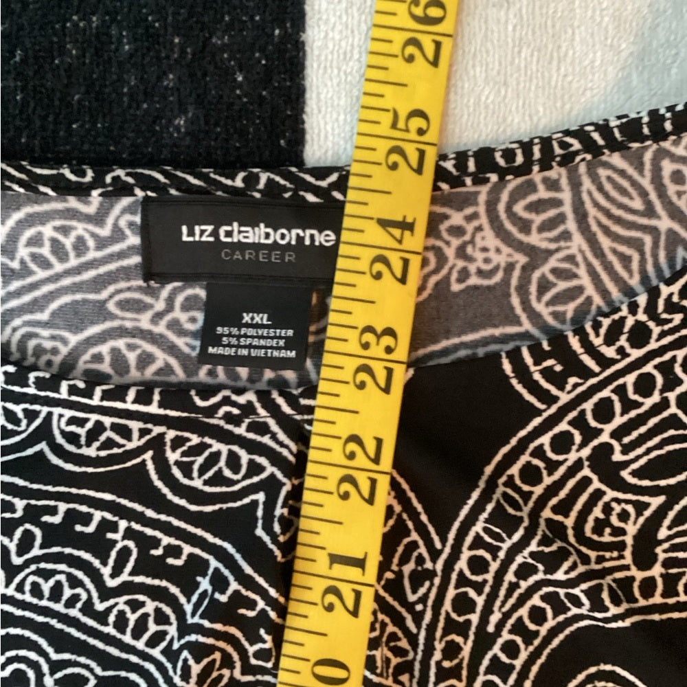 Liz Claiborne Black and White Paisley Blouse