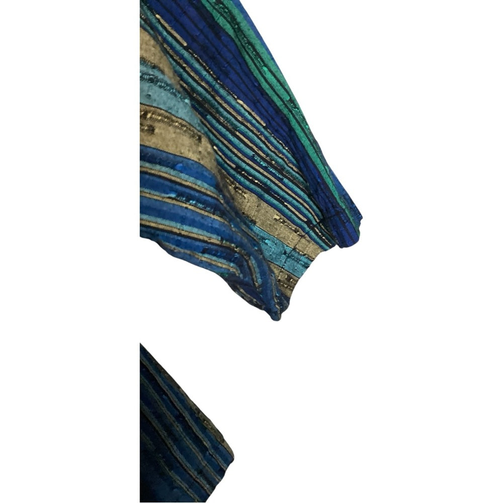 Roaman's Blue and Green Striped Button Down Shirt Size 3X.