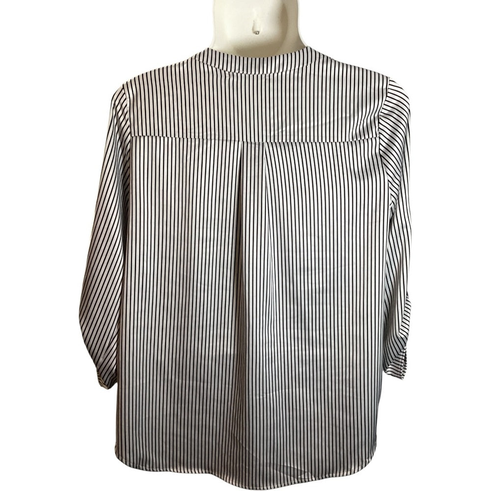 Chic Black and White Striped Blouse, Plus Size 2X