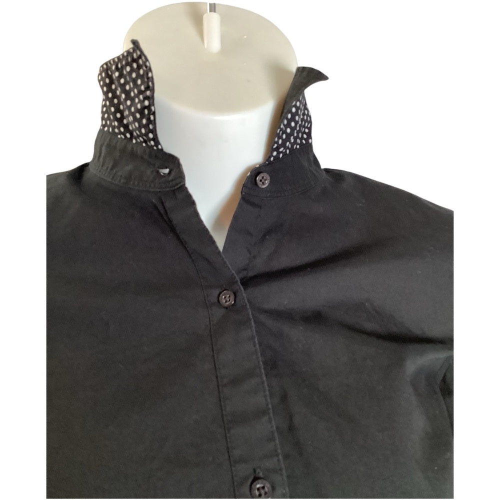 Ralph Lauren Black Button-Down Shirt with Polka Dot Accents, Plus Size 2X