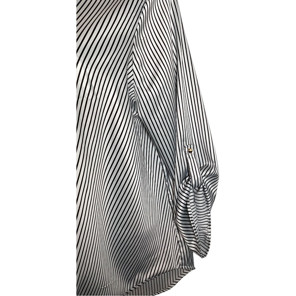 Chic Black and White Striped Blouse, Plus Size 2X
