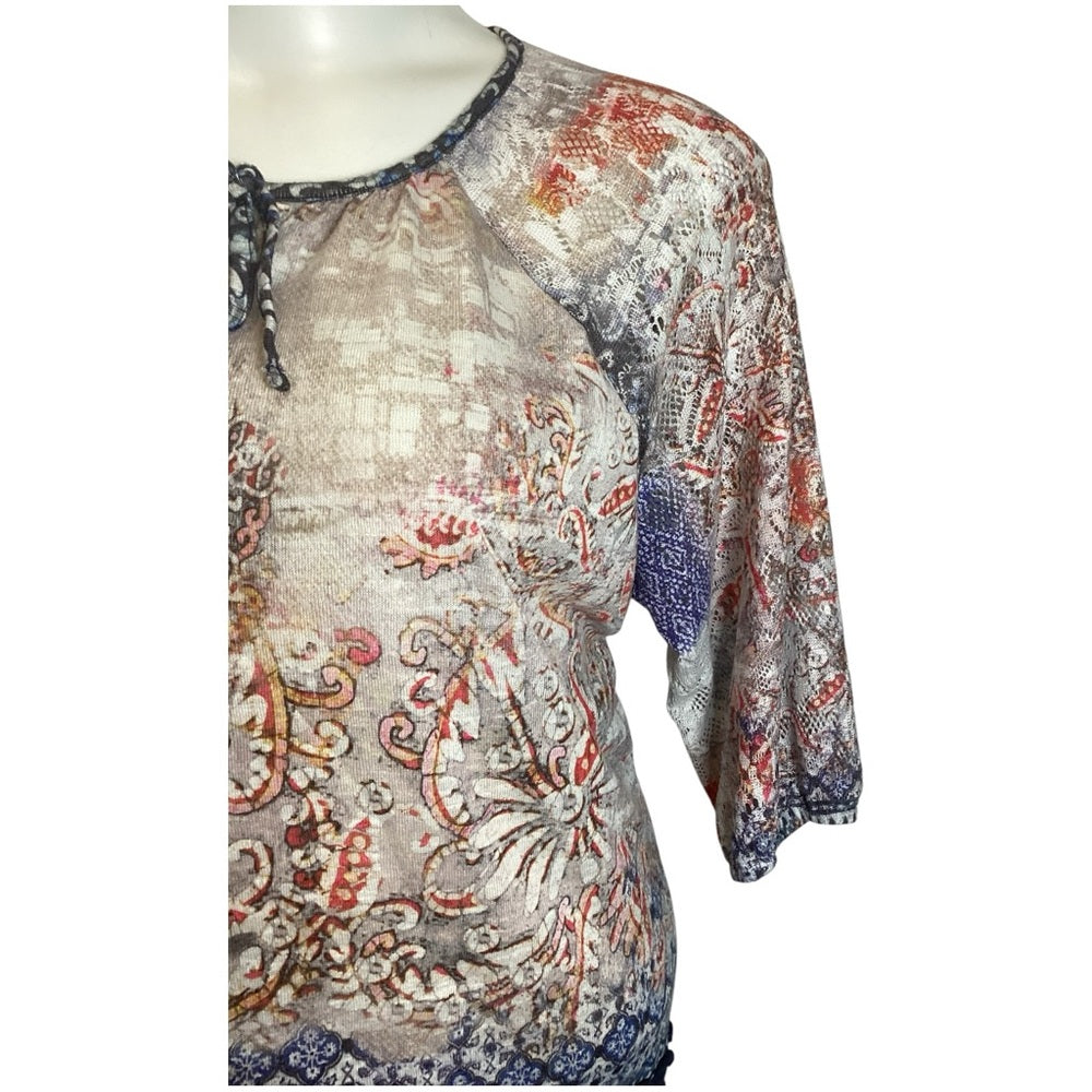 Chico's Multicolor Paisley Blouse with Crochet Hem, Plus Size XL (3)