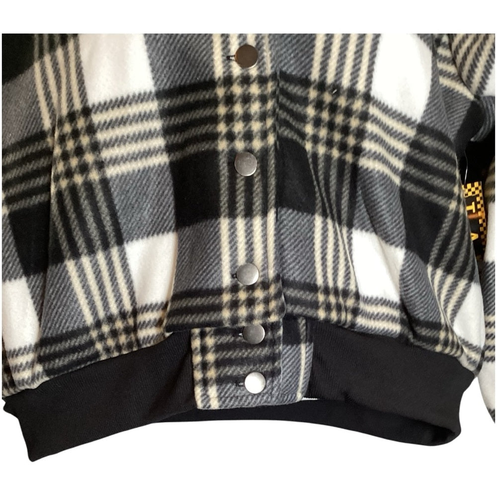 Plaid Black and White Women's Jacket, Plus Size 1X