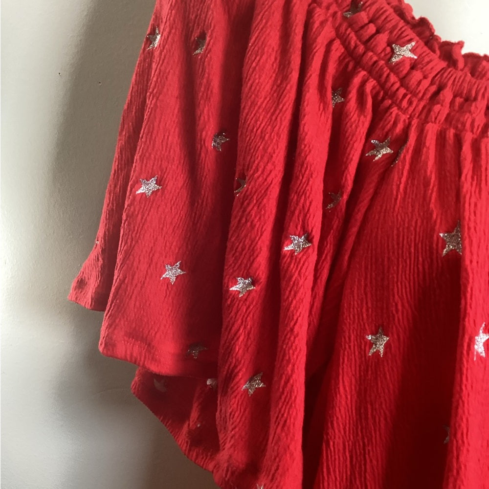 Lane Bryant Red Blouse with Star Design, Plus Size 26/28 (4X)