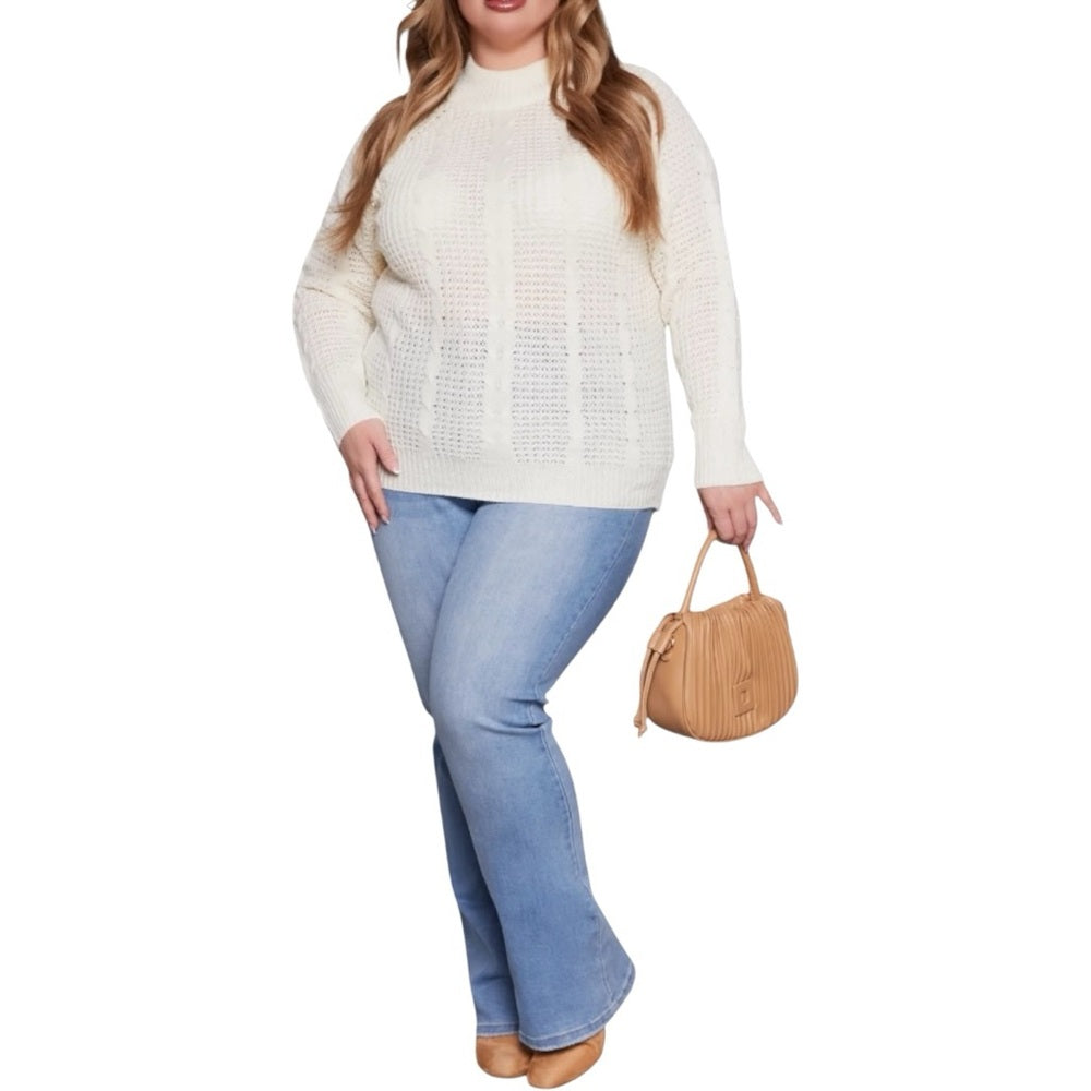Elegant Cream Sweater for Women, Plus Size 1X