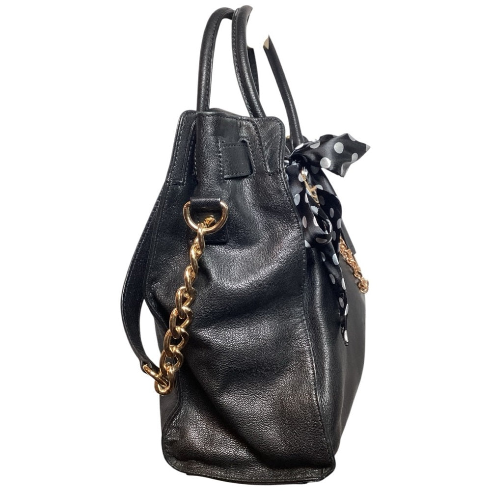 Michael Kors Black Shoulder Bag with Gold Chain and Polka Dot Bow